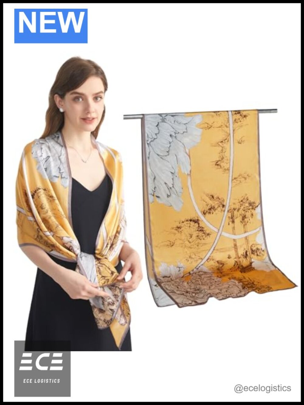 100% Mulberry Silk Scarf Shawl Wrap for Evening Dresses Hair Head Scarf